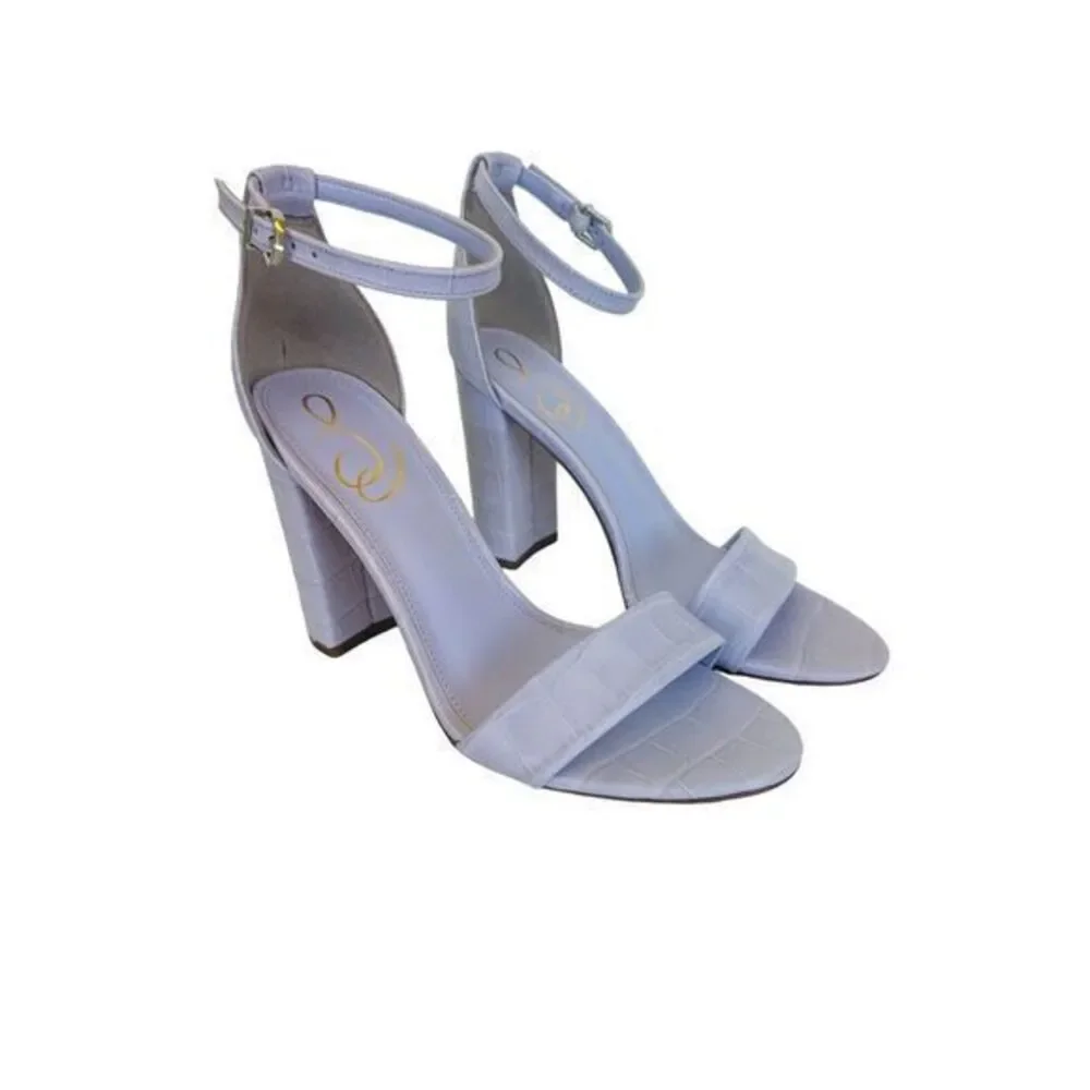 Sam Edelman Yaro Ankle Strap Sandal Misty Lilac Crocoprtlea ‎ Size NWB 7.5 M